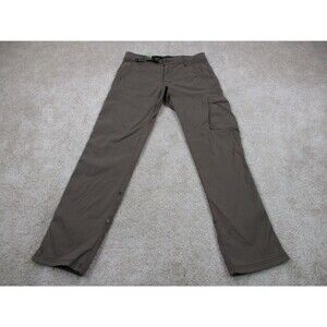 Prana Pants Mens 29x29 Slim Fit Brown Stretch Zion Performance Belted Roll Snap